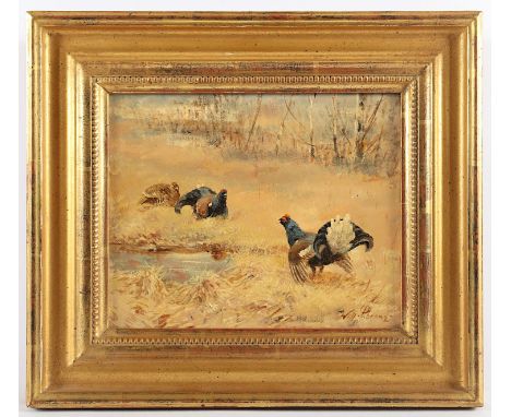 LORENZ, Willi (1901-1981), "Birkhähne und ein Birkhuhn", Öl/Lwd., 22 x 26,5, unten rechts signiert, R.