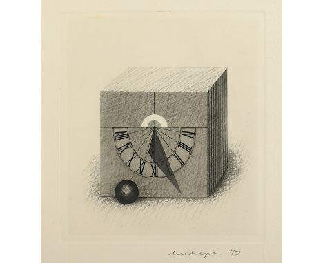 MECKSEPER, Friedrich, "Sonnenuhr", Original-Radierung, 16 x 13,5, handsigniert und datiert 70, R.