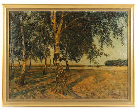 FRITZEL, Wilhelm (1870-1943), "Spätsommerliche Landschaft mit Birken", Öl/Lwd., 60 x 80, rest., unten rechts signiert, R.