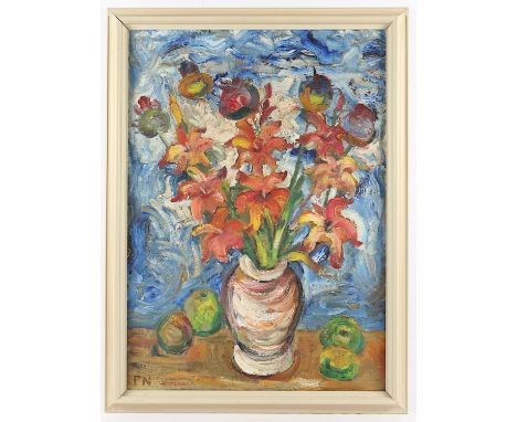 NICOLAISEN, Peter (1894-1989), "Stilleben", Öl/Nessel, 86 x 62, unten links monogrammiert, R.