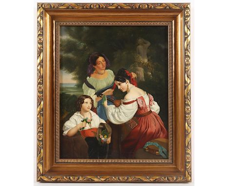 WINTERHALTER, Franz Xaver (1805-1873), Kopie nach, "Junge Italienerin beim Mandolinenspiel", Öl/Lwd., 42 x 34,5, doubliert, R