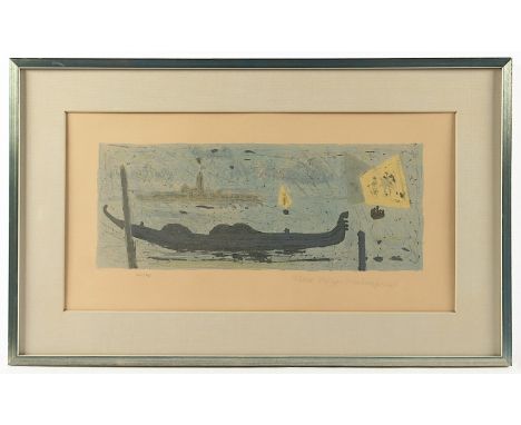 PEIFFER-WATENPHUL, Max, "Venedig, auf der Lagune" (aus: Venedigmappe II). 1968, Original-Farblithografie, 16,5 x 41, nummerie