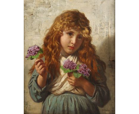 ANDERSON, Sofie (1823-1903), "Kleine Veilchenverkäuferin", Öl/Lwd., 38 x 30, auf Holz aufgezogen, unten rechts signiert, R.