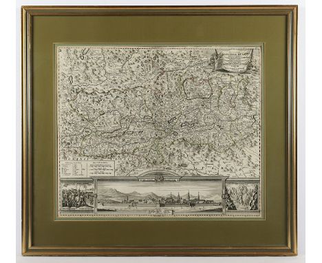 ÖSTERREICH - KÄRNTEN, "Nova et accurata Carinthia Ducatus..", grenzkolorierter Kupferstich, 48 x 58, mit Nebenkarte Klagenfur