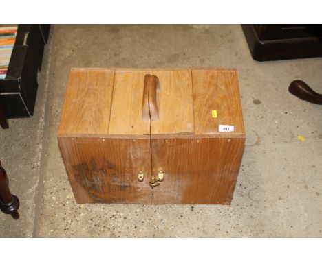 A light wood storage box 