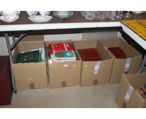 Four boxes of miscellaneous books including a run of the Chambers Encyclopedia 