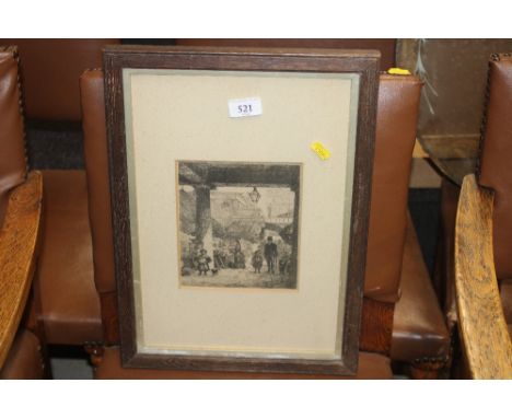 A Victorian print of a busy market place scene