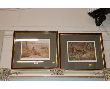 After Thorburn, coloured print depicting pheasants and Woodcock, bearing pencil signature to the mounts
