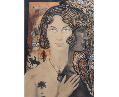 Rik Coosemans (20th C., attributed to): 'The Melancholie', mixed media on paper, dated 1964 -- Description: Work: about 69,5 