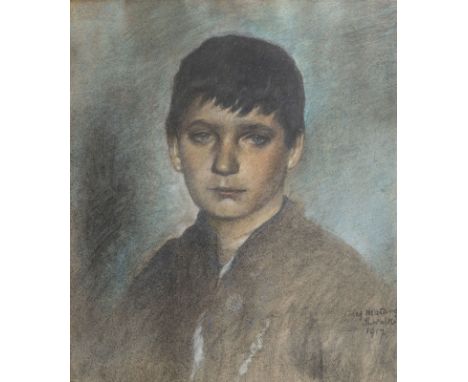 Josef MatarŽ (1880-1966): Portrait of a boy, pastel on paper, dated 1917 -- Description: Work: about 44 x 38 cmÊ Frame: 52 x 