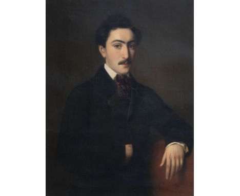 Theodore Bernard De Heuvel (1817-1906): Portrait of Edouard van Rullen (Ruelen), oil on canvas, dated 1852 -- Description: Wo