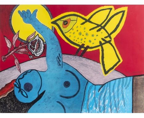 Guillaume Corneille van Beverloo (Corneille, 1922-2010): 'Blue standing nude', lithograph in colours, ed. 148/150, dated [19]