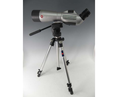 A Leica APO-Televid 77 angled spotting scope, together with a Manfrotti adjustable tripod stand (2)Appears to be working well
