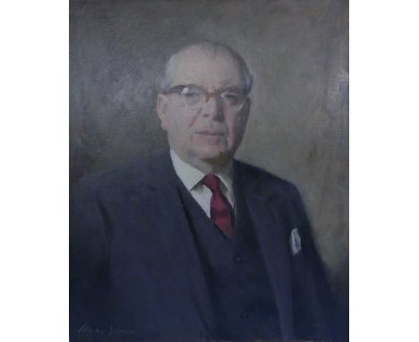 Cowan Dobson (1894-1980) - Head and shoulders portrait of a gentleman, oil on canvas, signed lower left, 61.5 x 50.5cm 