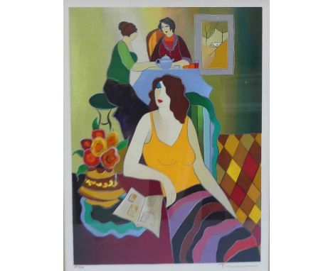  Itzchak Tarkay (1935-2012) - Subtly amused, lithograph printed in colours, signed in pencil and numbered 40/85 to lower marg
