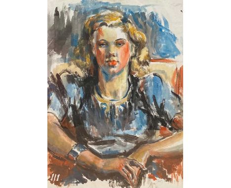 Early British School - Half-length portrait of a seated woman, watercolour heightened in body colour, indistinctly signed and