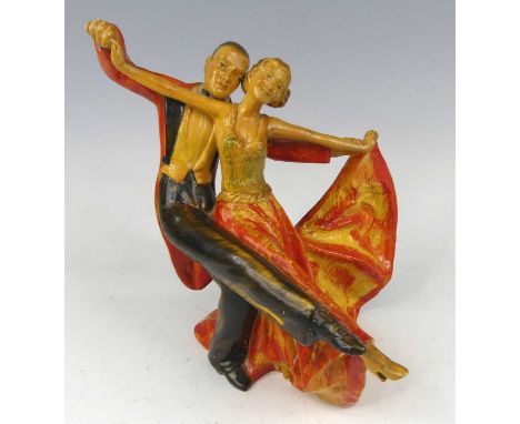 Jessie van Hallen (1902-1983) for Wade Pottery - an Art Deco painted cellulose figure group entitled Colorado 1, modelled as 