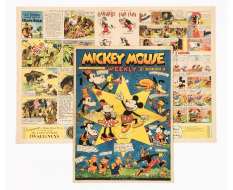 Mickey Mouse Weekly 1 (1936). Mickey and the Disney gang in the first photogravure printed comic. Bright covers with light we