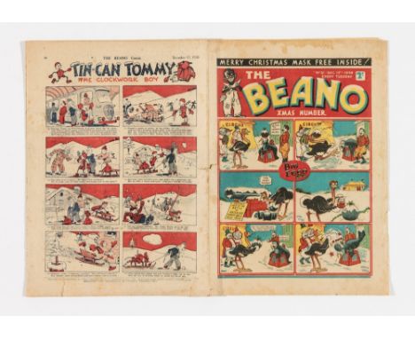 Beano No 21 (1938). First Xmas issue. Bright cover with some light foxing and margin creasing to back cover. Cream/light tan 