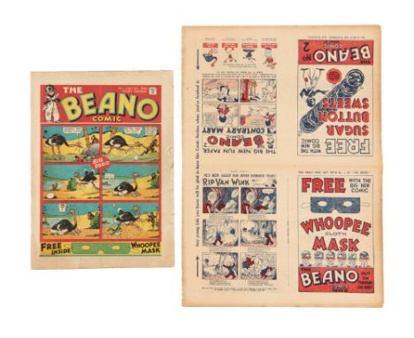 Beano Comic No 1 (1938) with original 4-page colour flyer for Beano Nos 1 and 2 (1938). Big Eggo, Lord Snooty and His Pals an
