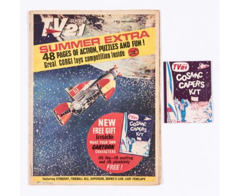 TV Century 21 Summer Extra (1965) with free gift Cosmic Capers Kit. Some pen squiggles to lower cover margin, some wear and s