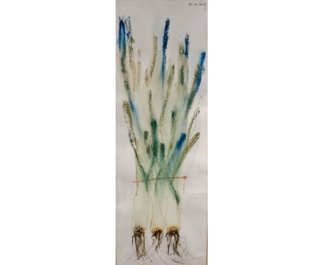   Ha Van Vuong (Chinese, b.1914), watercolour, 'Spring Onions', signed, 73 x 26cm.