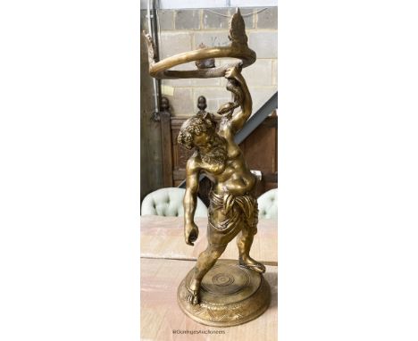   Nine gilt metal figures of Hercules, height 42cm