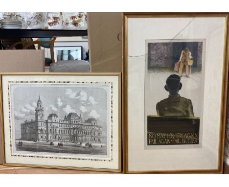   A contemporary colour print, ‘No matter try again…’ 49 x 26cm. And an ILN engraving, design for the Foreign Office, 38 x 53