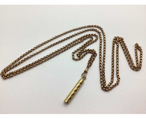 A Vintage Faceted Belcher Link Guard / Muff Chain, stamped "9.C", suspedning single swivel style clasp stamped "9ct"; Togethe