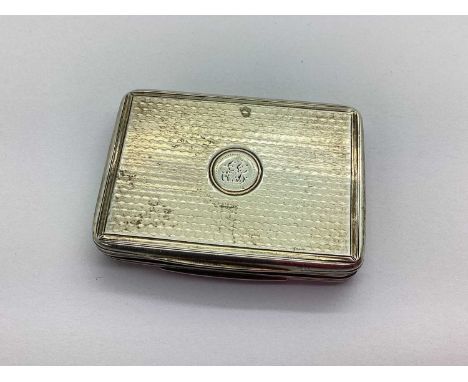 A Georgian Hallmarked Silver Vinaigrette, maker WE, London 1818, with internal gilt foliate pierced grille, allover engine tu