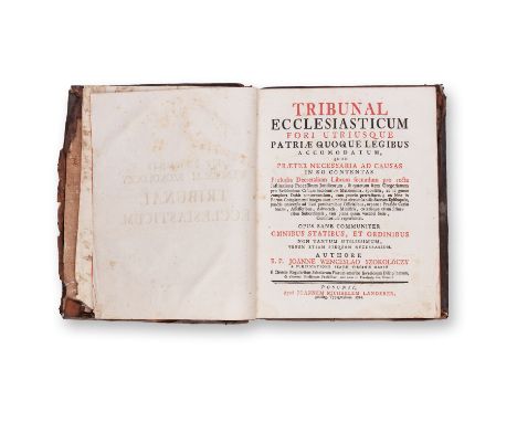 SZOKOLÓCZY, JOANNE WENCESLAO: TRIBUNAL ECCLESIASTICUM1762 | PUBLISHER: Posonia, Apud by Joann Michael Landerer | NUMBER OF PA