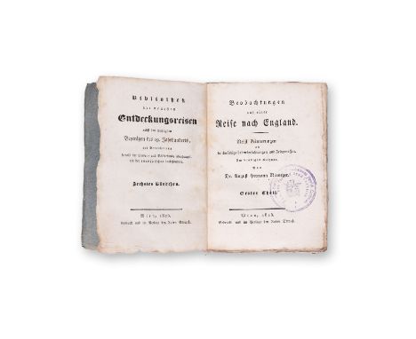 NIEMEYER, AUGUST HERMANN (1754-1828): BEOBACHTUNGEN AUF EINER REISE I.1825 | PUBLISHER: Vienna, Anton Strauss | NUMBER OF PAG