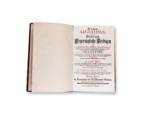WATZEL, SIMPLICIANUS: DER PREDIGENDE AUGUSTINUS I.+II.1756 | PUBLISHER: Augsburg, Christoph Bartl | NUMBER OF PAGES: 456 + in