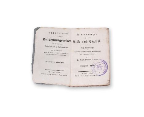 NIEMEYER, AUGUST HERMANN (1754-1828): BEOBACHTUNGEN AUF EINER REISE II.1825 | PUBLISHER: Vienna, Anton Strauss | NUMBER OF PA