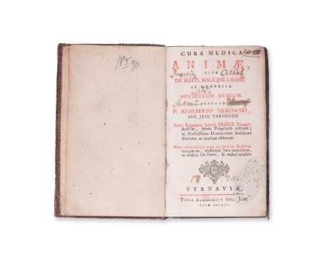 TILKOWSKI, ADALBERTO: CURA MEDICA ANIMAE1752 | PUBLISHER: Tyrnaviae, Typis Academicis Soc. They are | NUMBER OF PAGES: 315 + 