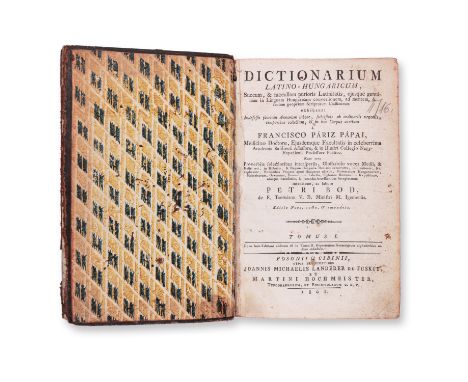 PÁRIZ-PÁPAI, FRANCISCO, BOD, PETRI: DICTIONARIUM LATINO-HUNGARICUM I.1801 | PUBLISHER: Posonii &amp; Cibinii, Joannis Michael