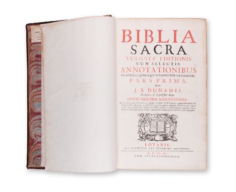 DU HAMEL, J. B. (1624-1706): BIBLIA SACRA VULGATAE EDITIONIS. I.+II.1740 | PUBLISHER: Louvain, Martinus van Overbeke | NUMBER
