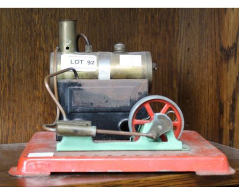 A vintage Mamod brass and tin stationary steam engine