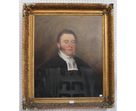 19th century British School, portrait of a Minister, oil painting on canvas, 74cm x 61cm, gilt framed