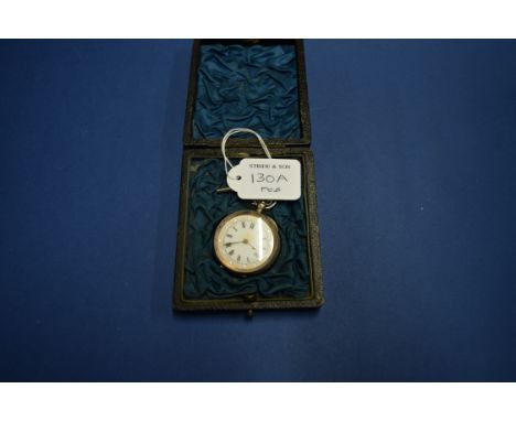 A cased .935 silver Continental fob watch, having white enamel 3cm dial decorated Roman numerals, key wind.