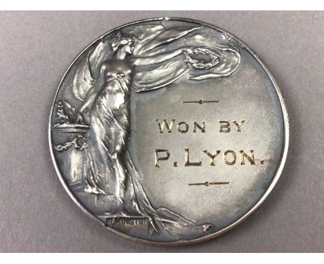 SILVER CHESS MEDALLION,along with a mother of pearl cased compass (2)
