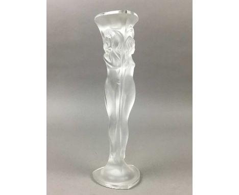 GERMAN FROSTED GLASS FIGURAL CANDLESTICK BY NACHTMANN,23cm high, along with a pair of West German vases, also a saucer and a 