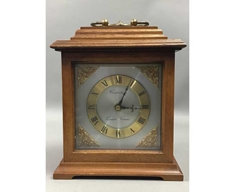 REPRODUCTION MANTEL CLOCK,24cm high, along with a modern weather station (2)