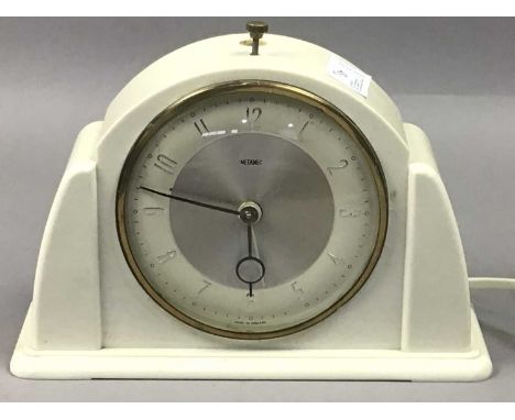 TWO CARRIAGE CLOCKS,both with single drum clock, together with a 'Metamec' mantel clock and 'Kundo' mantel clock (4)