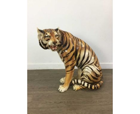 LARGE CERAMIC MODEL OF A TIGER,65cm high