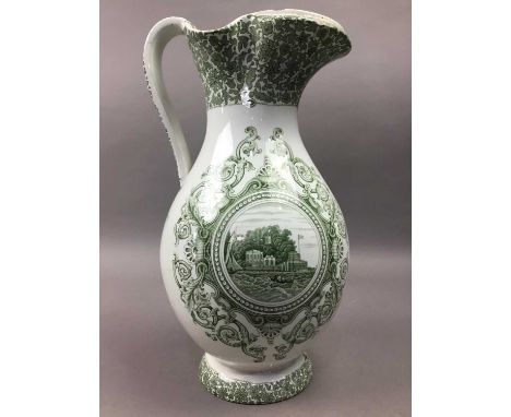 COPELAND &amp; GARETT TOILET EWER,38cm high, along with a ewer and basin, another ewer and a Victorian ironstone plate (5)