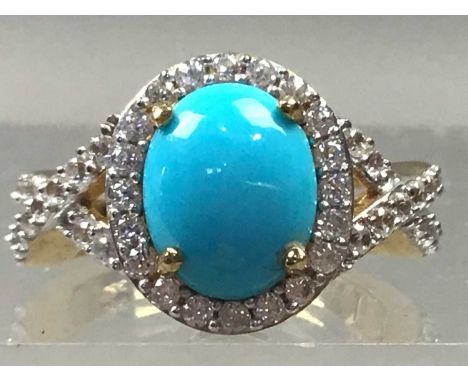 GROUP OF SLEEPING BEAUTY TURQUOISE JEWELLERY,including a turquoise and diamond bracelet and ring, and a gem set pendant, each