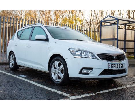 KIA CEED 2 CRDi AUTOMATIC ESTATE MOTOR CAR,Registration EF12 ZGW, diesel, colour white, 1582cc, first registered 25 July 2012