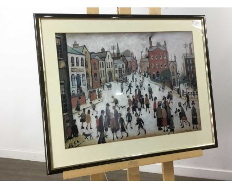 AFTER LAURENCE STEPHEN LOWRY RBA RA (BRITISH 1887 - 1976),A VILLAGE SQUARE lithograph on paperoverall size 62cm x 76cm Mounte