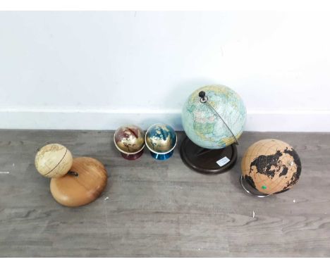CHAD VALLEY VINTAGE GLOBE,29cm high, along with four other globes (5)